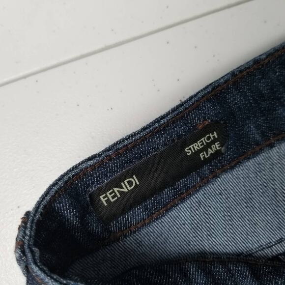 Buffalo David Bitton Blue Denim Jeans Fendi Stretch Flare Boot Flap Pockets 28 - Picture 4 of 4